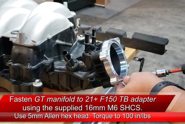 SP Machining 2018+ GT Intake manifold to 2021+ F150 Throttle Body Adapter Plate.