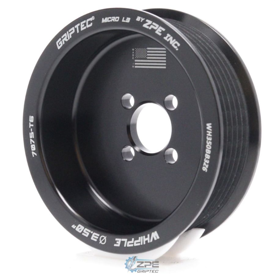 GripTec® 6 Rib Whipple L3 Black Pulley (4-Bolt)
