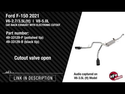 aFe Gemini XV 3 IN 304 Stainless Steel Cat-Back Exhaust System w/Cut Out - 2021-2025 F150 5.0L